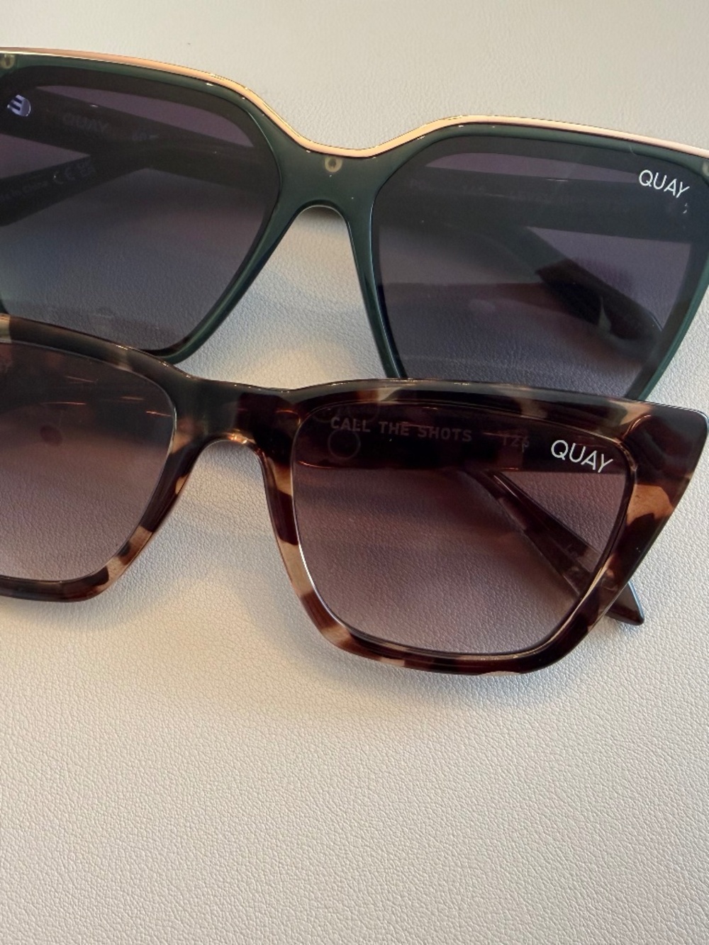 2 Pairs of Quay Sunglasses - Call the Shots in Tortoise  and Level Up in Green